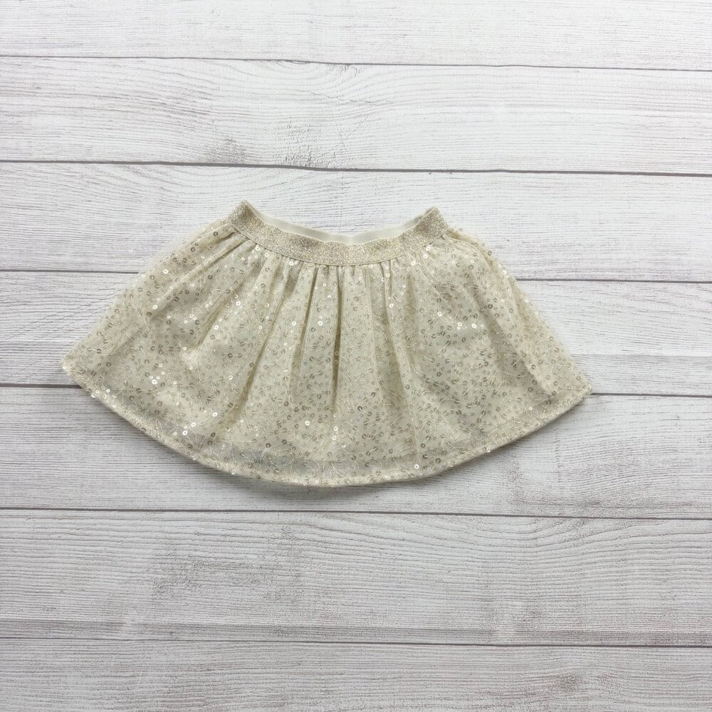 OshKosh Gold Sequin Tulle Skirt Toddler Girl Sparkly Party Holiday 12-18 Months